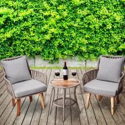 Teamson Home Outdoor 3-Piece Rope & Acacia Wood Patio Set- FINAL SALE