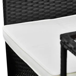 Teamson Home Outdoor Wicker Loveseat Bench with Table and Cushions, Black