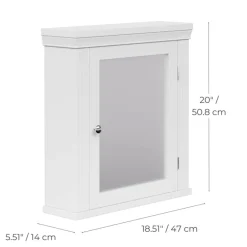 Teamson Home Removable Medicine Cabinet with Mirrored Door, White