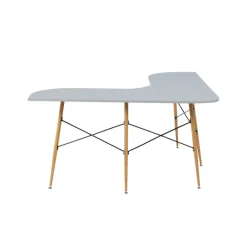 Teamson Home Roberto L-Shaped Corner Desk with Wood and Metal Details, Light Gray- FINAL SALE