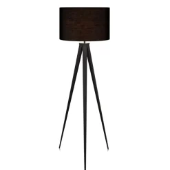 Teamson Home Romanza 60" Postmodern Tripod Floor Lamp with Drum Shade, Matte Black