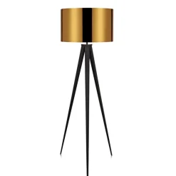 Teamson Home Romanza 60" Postmodern Tripod Floor Lamp with Drum Shade, Matte Black/Gold- FINAL SALE