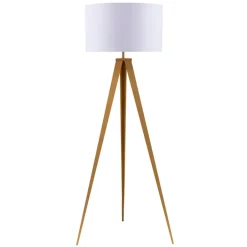 Teamson Home Romanza 62" Postmodern Tripod Floor Lamp with Drum Shade, Matte Gold/White- FINAL SALE