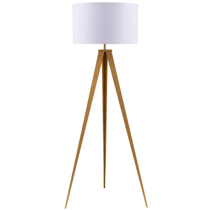 Teamson Home Romanza 62" Postmodern Tripod Floor Lamp with Drum Shade, Matte Gold/White- FINAL SALE