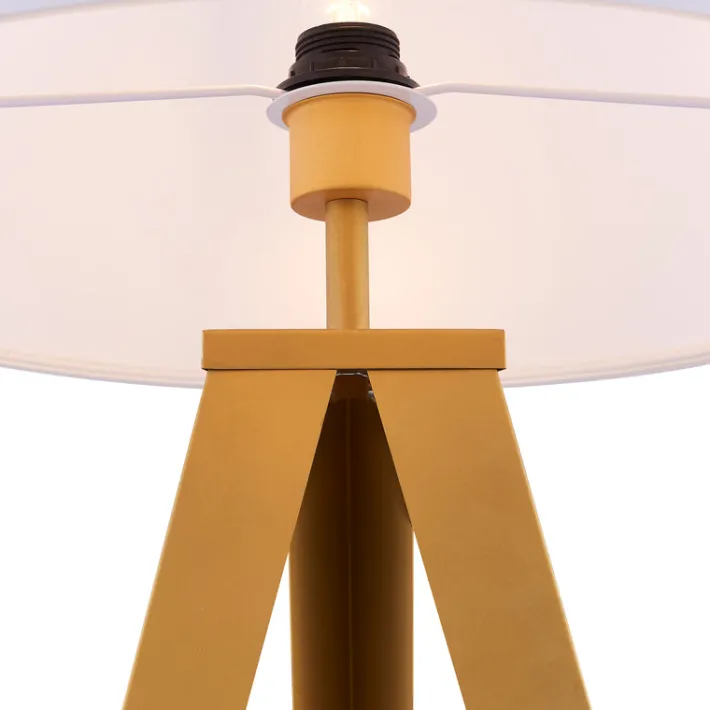 Teamson Home Romanza 62" Postmodern Tripod Floor Lamp with Drum Shade, Matte Gold/White- FINAL SALE