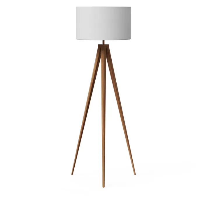 Teamson Home Romanza 60" Postmodern Tripod Floor Lamp with Drum Shade, Natural/White