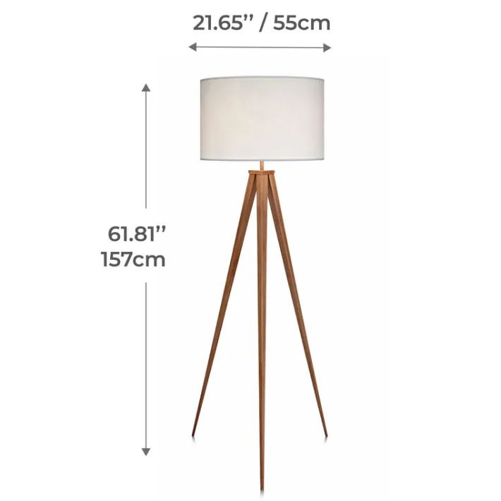 Teamson Home Romanza 60" Postmodern Tripod Floor Lamp with Drum Shade, Natural/White