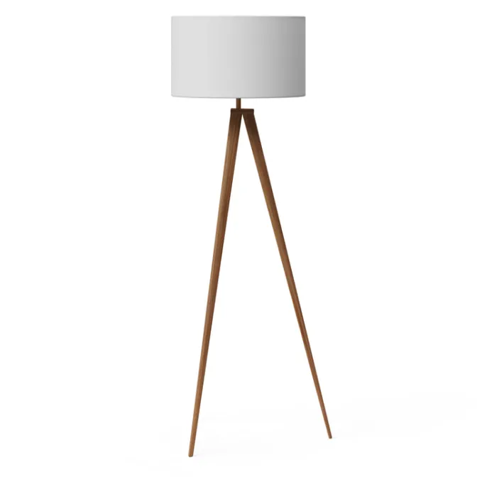 Teamson Home Romanza 60" Postmodern Tripod Floor Lamp with Drum Shade, Natural/White