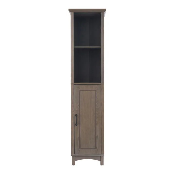 Teamson Home Russell Freestanding Multi-Functional Linen Tower, Salt Oak -FINAL SALE
