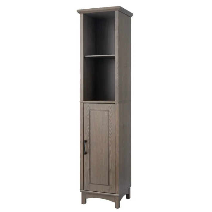 Teamson Home Russell Freestanding Multi-Functional Linen Tower, Salt Oak -FINAL SALE
