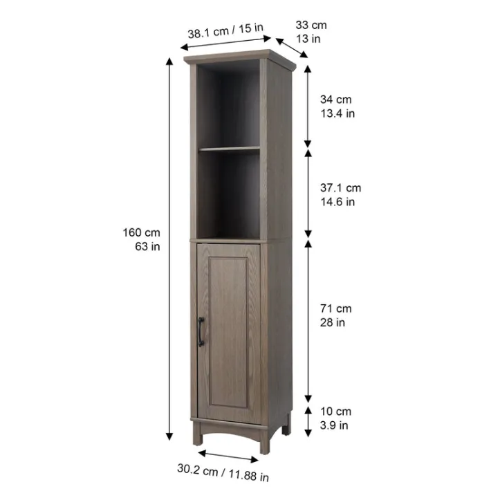 Teamson Home Russell Freestanding Multi-Functional Linen Tower, Salt Oak -FINAL SALE