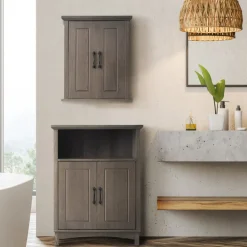 Teamson Home Russell Freestanding Two-Door Floor Cabinet, Salt Oak -FINAL SALE