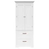 Teamson Home St. James Two-Door, Two Drawer Linen Tower, White