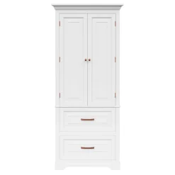 Teamson Home St. James Two-Door, Two Drawer Linen Tower, White