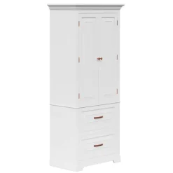 Teamson Home St. James Two-Door, Two Drawer Linen Tower, White