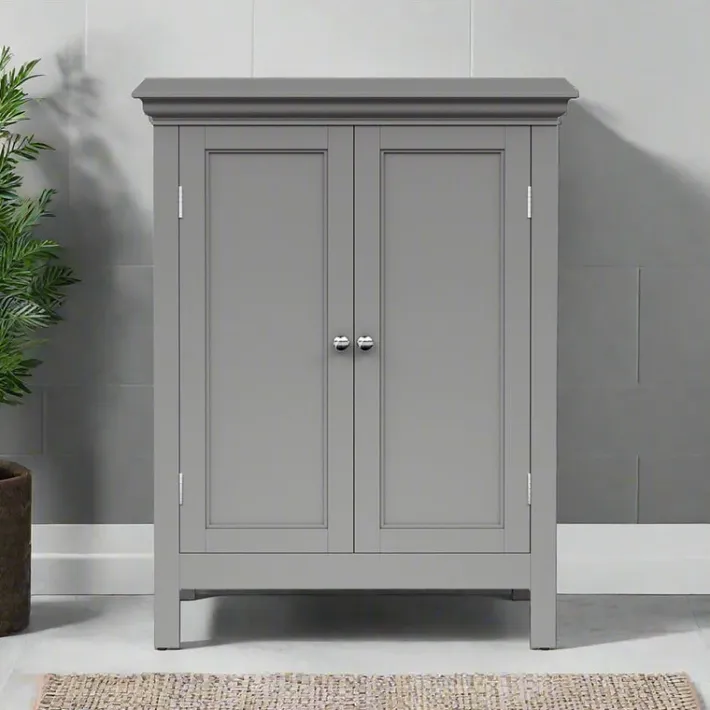 Teamson Home Stratford Freestanding Two-Door Floor Cabinet, Gray