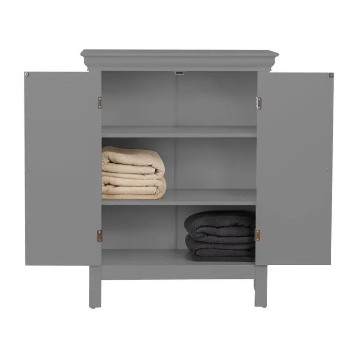 Teamson Home Stratford Freestanding Two-Door Floor Cabinet, Gray