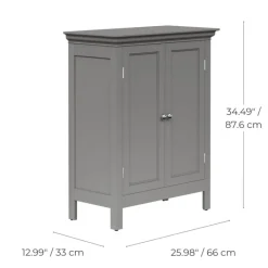 Teamson Home Stratford Freestanding Two-Door Floor Cabinet, Gray