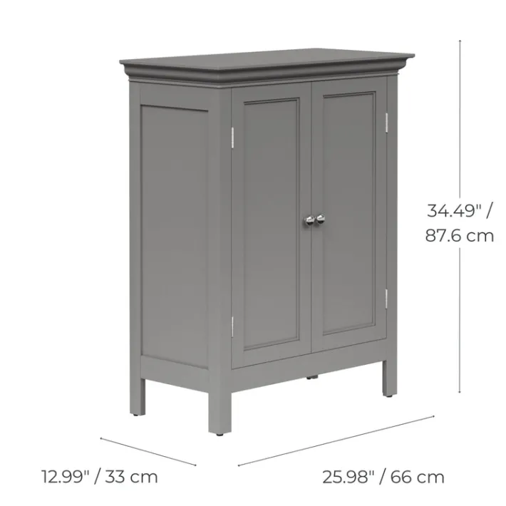 Teamson Home Stratford Freestanding Two-Door Floor Cabinet, Gray