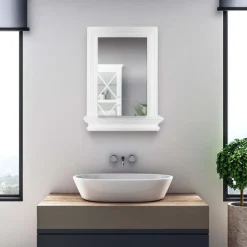 Teamson Home Stratford Removable Wall Mirror with Shelf, White