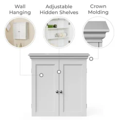 Teamson Home Stratford Removable Two-Door Wall Cabinet, White