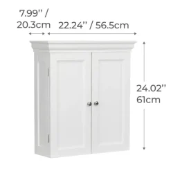 Teamson Home Stratford Removable Two-Door Wall Cabinet, White
