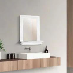 Teamson Home Stratford Removable Wall Mirror with Shelf, White