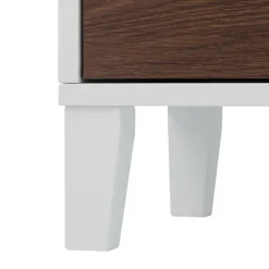 Teamson Home Tyler Modern Linen Tower Tall Cabinet with Two Doors, Walnut/White -FINAL SALE