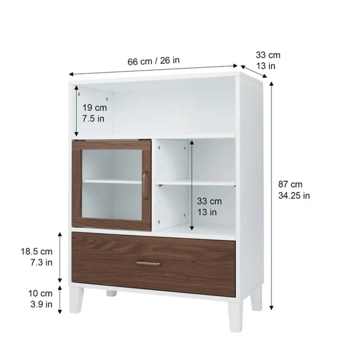 Teamson Home Tyler Modern Floor Cabinet with Drawer, Walnut/White -FINAL SALE