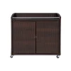 Teamson Home Veronica Outdoor Portable PE Rattan Serving Cart with Wheels, Brown- FINAL SALE