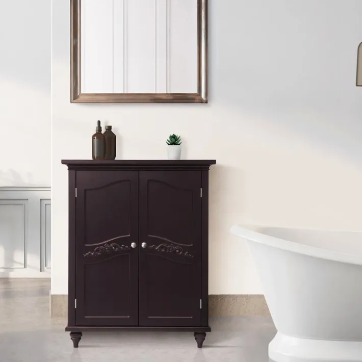 Teamson Home Versailles Floor Cabinet with 2 Shelves, Dark Espresso- FINAL SALE