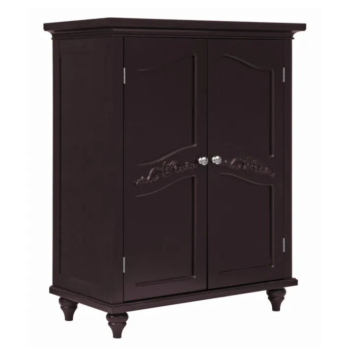 Teamson Home Versailles Floor Cabinet with 2 Shelves, Dark Espresso- FINAL SALE