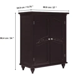 Teamson Home Versailles Floor Cabinet with 2 Shelves, Dark Espresso- FINAL SALE
