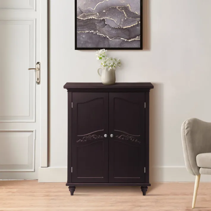 Teamson Home Versailles Floor Cabinet with 2 Shelves, Dark Espresso- FINAL SALE