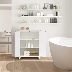 Teamson Home Versailles Floor Cabinet with 2 Shelves, White