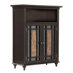Teamson Home Windsor Floor Cabinet with Glass Mosaic Doors, Dark Espresso