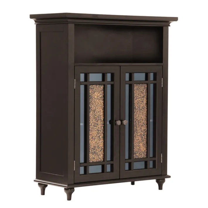 Teamson Home Windsor Floor Cabinet with Glass Mosaic Doors, Dark Espresso