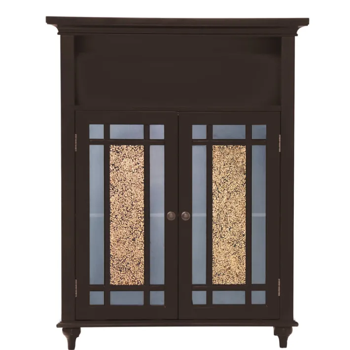 Teamson Home Windsor Floor Cabinet with Glass Mosaic Doors, Dark Espresso