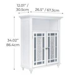 Teamson Home Windsor Floor Cabinet with Glass Mosaic Doors, White- FINAL SALE