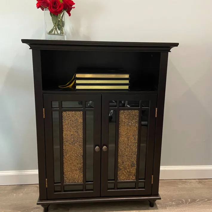 Teamson Home Windsor Floor Cabinet with Glass Mosaic Doors, Dark Espresso