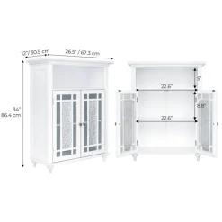 Teamson Home Windsor Floor Cabinet with Glass Mosaic Doors, White- FINAL SALE