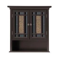 Teamson Home Windsor Removable Wall Cabinet with Glass Mosaic Doors, Dark Espresso