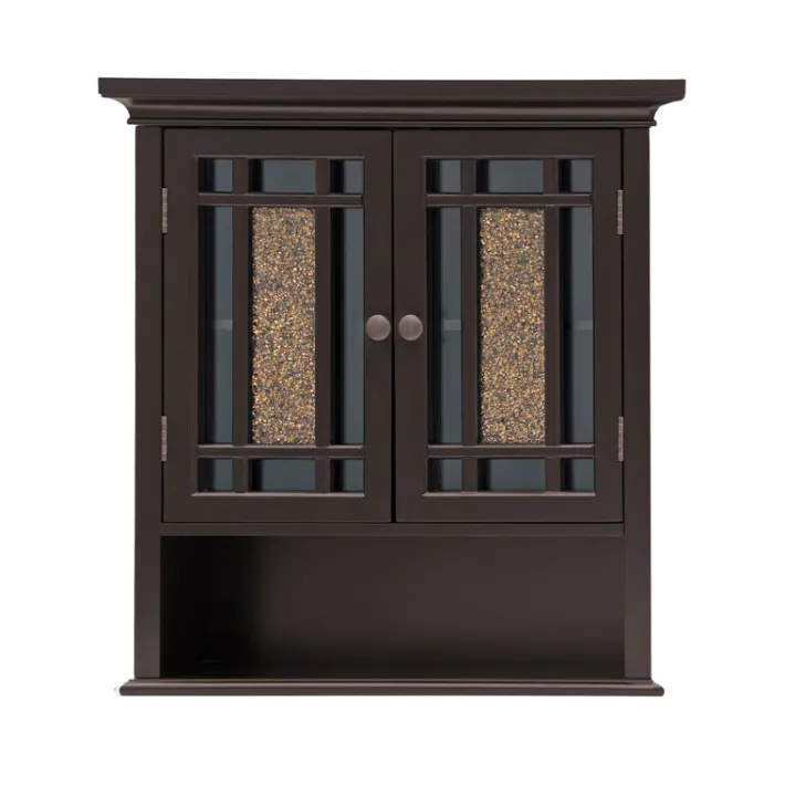 Teamson Home Windsor Removable Wall Cabinet with Glass Mosaic Doors, Dark Espresso