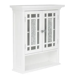 Teamson Home Windsor Removable Wall Cabinet with Glass Mosaic Doors, White