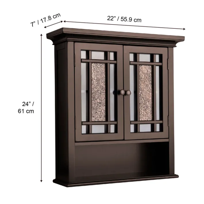 Teamson Home Windsor Removable Wall Cabinet with Glass Mosaic Doors, Dark Espresso