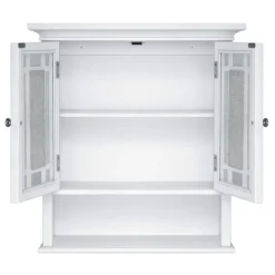 Teamson Home Windsor Removable Wall Cabinet with Glass Mosaic Doors, White