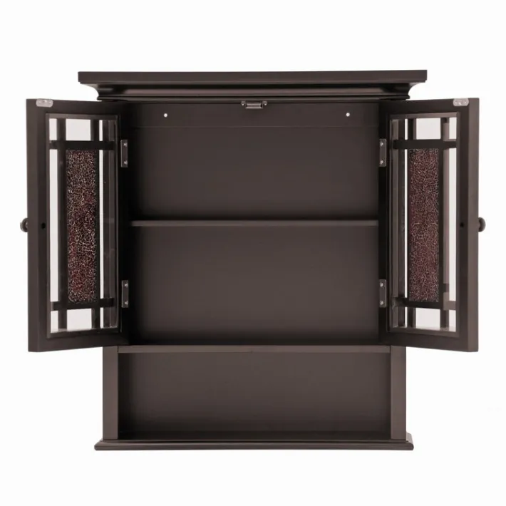 Teamson Home Windsor Removable Wall Cabinet with Glass Mosaic Doors, Dark Espresso