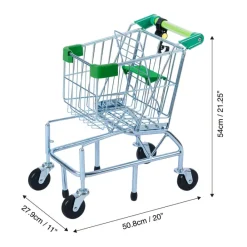 Kids Teamson KIDS - LITTLE HELPER DALLAS SHOPPING CART WITH PLAY FOOD, CHROME/GREEN- FINAL SALE