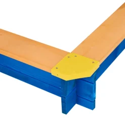 Kids Teamson Kids 4' Square Solid Wood Sandbox with Rotatable Canopy Cover, Honey/Blue