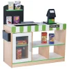 Kids Teamson Kids Cashier Austin Interactive Play Checkout Counter Stand with 26 Accessories, Green/White/Natural Wood